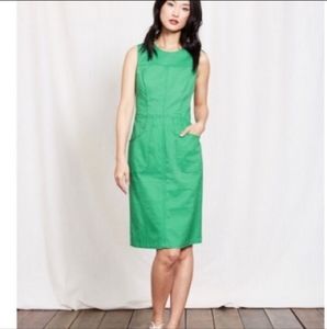 Boden Rosa Green Shift Sleeveless Pocket Dress 12R